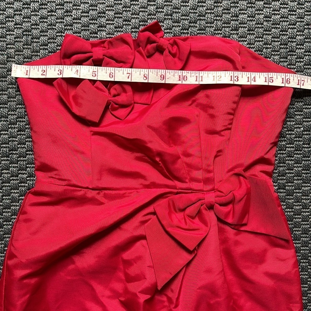 Oasis red strapless mini dress with bow details women’s 6 - Picture 9 of 11